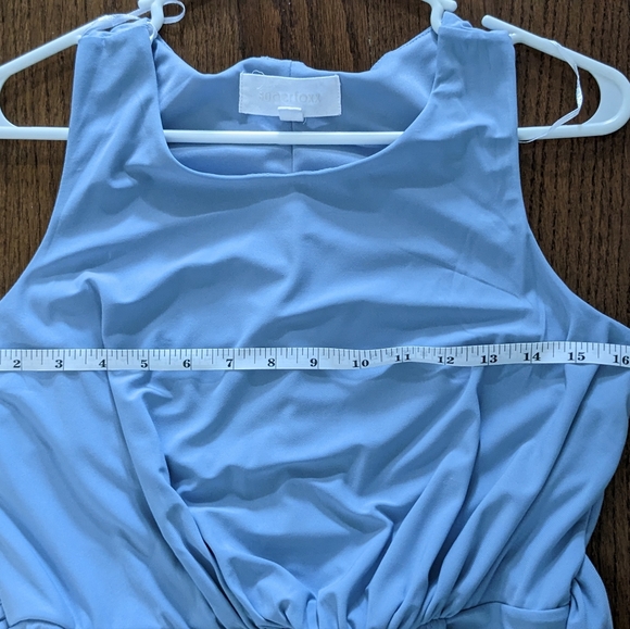 Light Blue Stretch Tie Waist Midi Dress (Size Small) - Picture 10 of 10